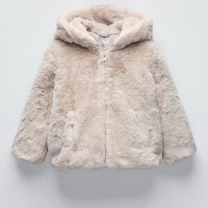 Zara Hooded Faux Fur Jacket 3T